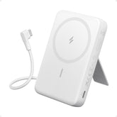Anker Zolo Magnetic Power Bank, 10,000mah Wireless Portable Charger With 30w Max Fast Charging, Battery Pack With Built In Usb C Cable And Adjustable Stand, For Iphone 16/15 Series, Airpods White - CompuMe